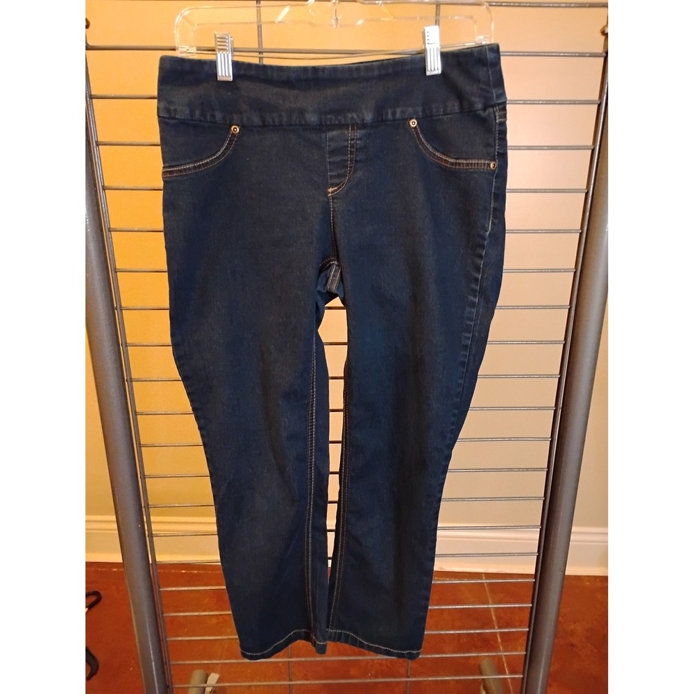 Peck & Peck Womens Dark Wash Pull On Capri Jeans Size 4 Stretch Denim Crop Pants